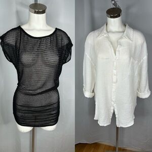 Lot of 2 Swimsuit Coverups Swimwear Beach Cover Up Dress Shirt Lg / XL